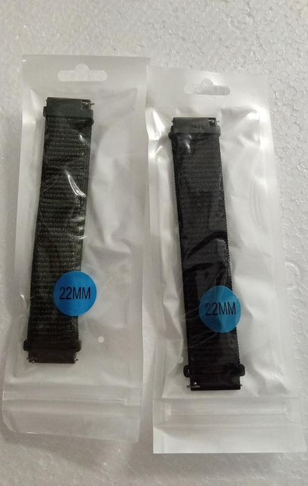 Set 2 curele de ceas din nailon Beifon, reglabile, 22 mm, negru + verde army [2]