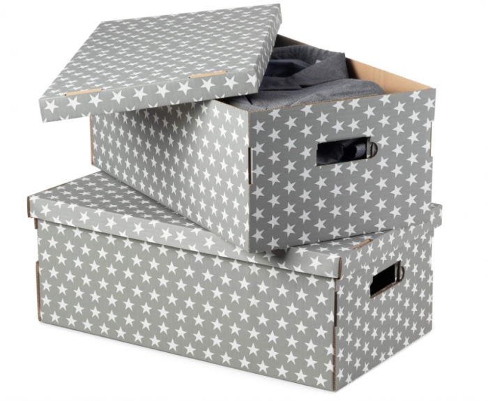 Set 2 cutii de depozitare din carton, 59 x 29 x 20 cm, RAN7054, gri [5]