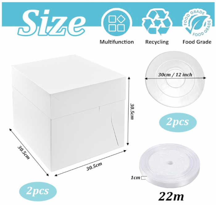 Set 2 cutii din carton pentru tort Kleemeiero, cu capac, 30,5 cm [3]