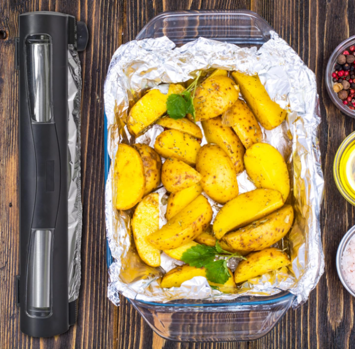 Set 2 dispensere de folie de aluminiu si alimentara Relaxdays, negru, 5 x 37 x 8 cm [6]