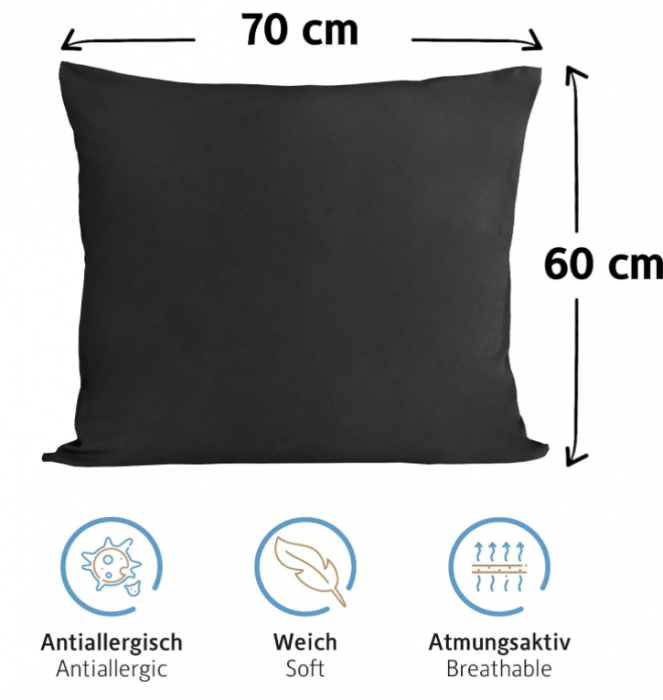 Set 2 Fete de pernă Komfortec 100% bumbac 60 x 70 cm, Negru [4]