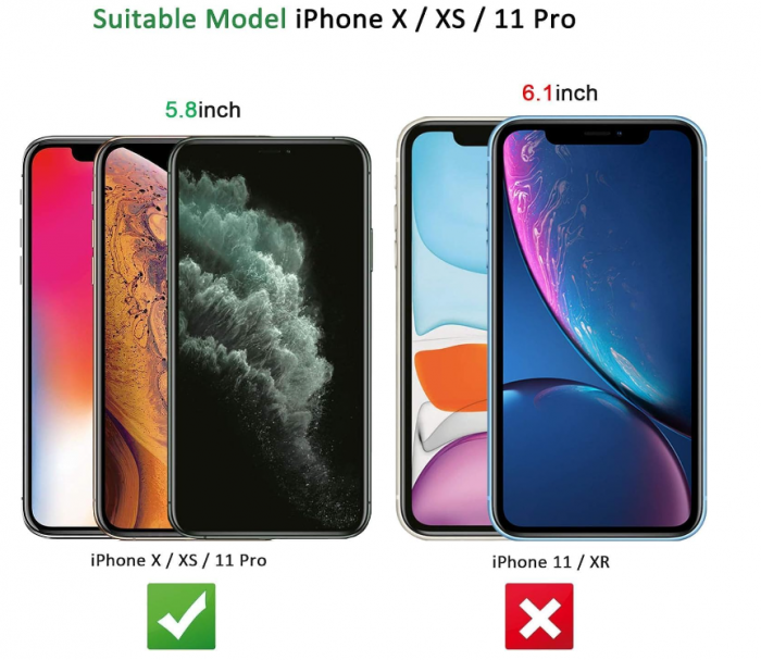 Set 2 folii de protecție NEW'C pentru ecran din sticlă securizată pentru iPhone 11 Pro, iPhone X, iPhone XS [5]