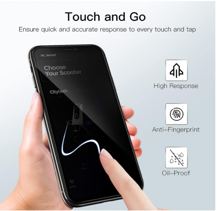 Set 2 folii protectie sticla securizata JETech Anti-Spy pentru iPhone 11 Pro/X/XS de 5.8 inch (14.7 cm) [7]