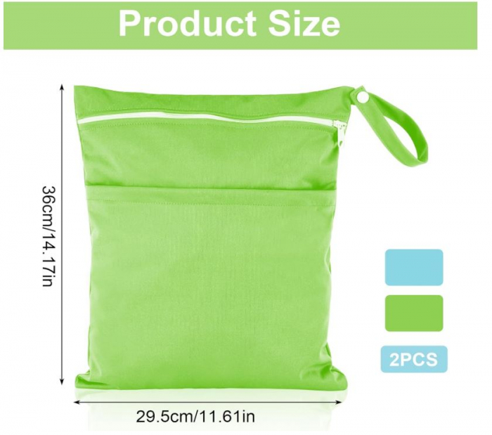 Set 2 genți de pânză impermeabile Fingertoys, albastru și verde [3]