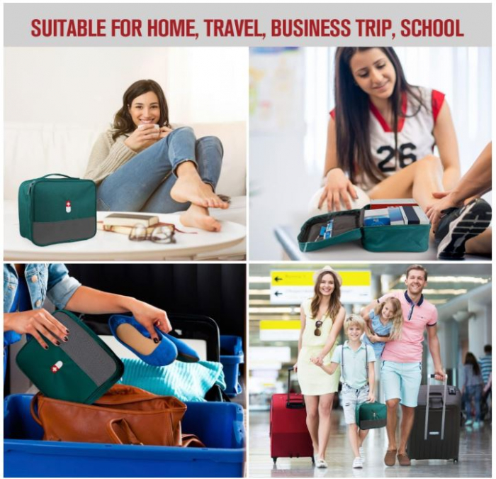 Set 2 genti pentru medicamente BBjinronjy, pentru călătorie, verde [10]