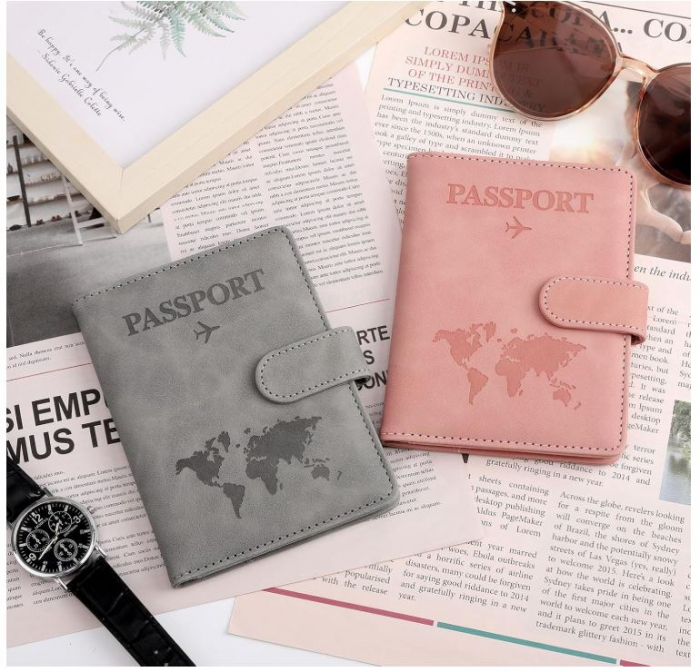 Set 2 huse pentru pasaport Camptrip, blocare RFID, 15 x 11 x 1.5 cm, roz/gri [5]