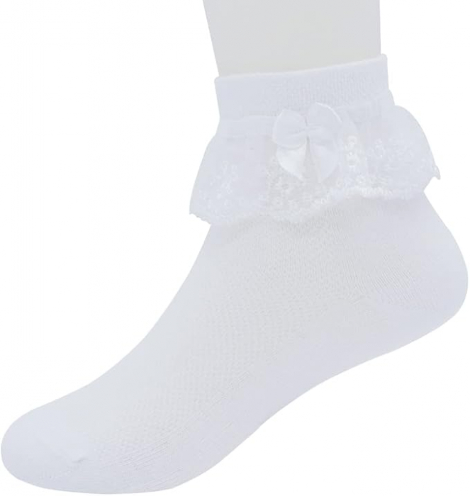 Set 2 perechi sosete cu volanase pentru fete Snegyu, alb, 3-5 aniSet 2 perechi sosete cu volanase pentru fete Snegyu, alb, 3-5 ani [2]
