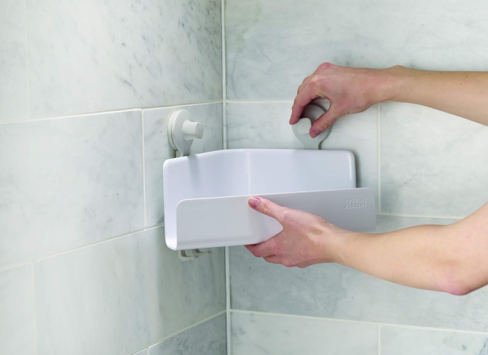 Set 2 rafturi pentru baie Joseph Joseph, Suport de colț pentru cabina duș, alb [6]