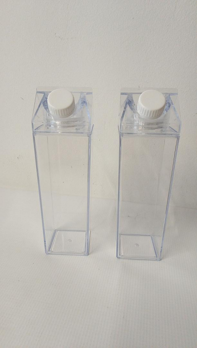 Set 2 sticle de apa transparente Metagio, in forma de cutie de lapte, din plastic, 500 ml [2]