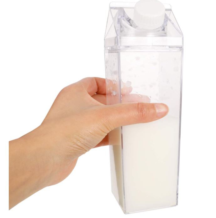 Set 2 sticle de apa transparente Metagio, in forma de cutie de lapte, din plastic, 500 ml [5]