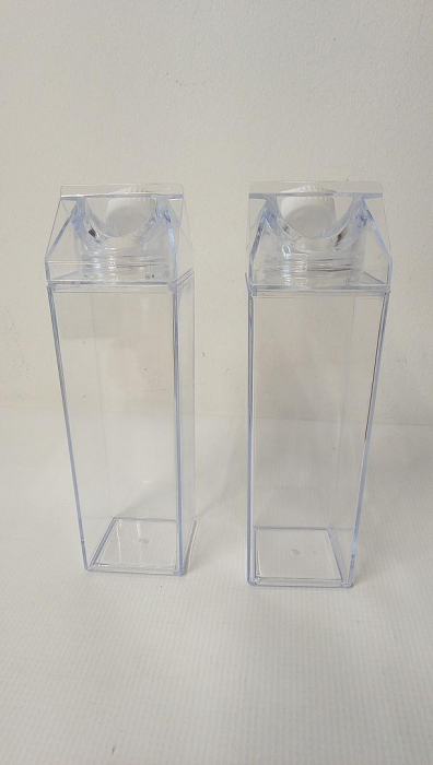 Set 2 sticle de apa transparente Metagio, in forma de cutie de lapte, din plastic, 500 ml [3]