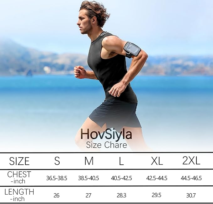 Set 2 topuri de compresie pentru barbati HovSiyla, maiou sport, negru, XL [6]