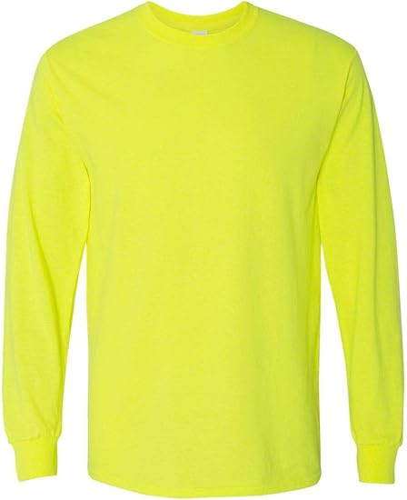 Set 2 tricouri cu maneca lunga Gildan, bumbac, verde neon, XL [2]