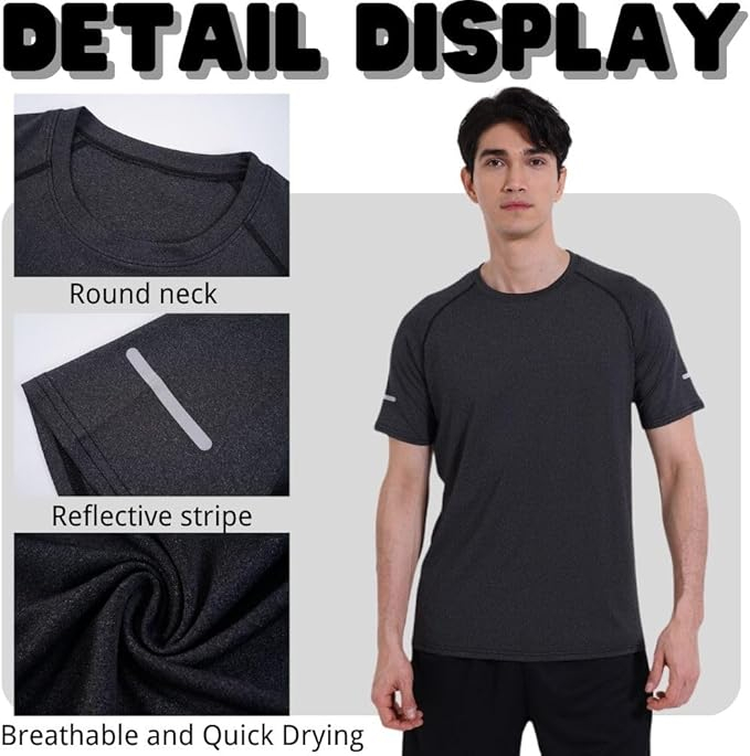 Set 2 tricouri cu maneca scurta pentru barbati Bsrpolry, gri/albastru, XXL [5]