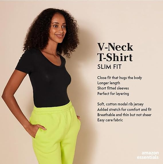 Set 2 tricouri cu maneca scurta pentru femei Amazon Essentials, negru, L [2]