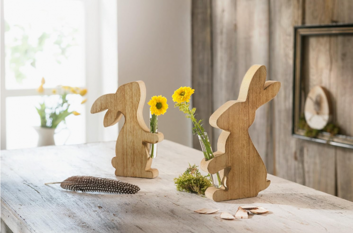 Set 2 Vaze in forma de iepure, lemn [5]