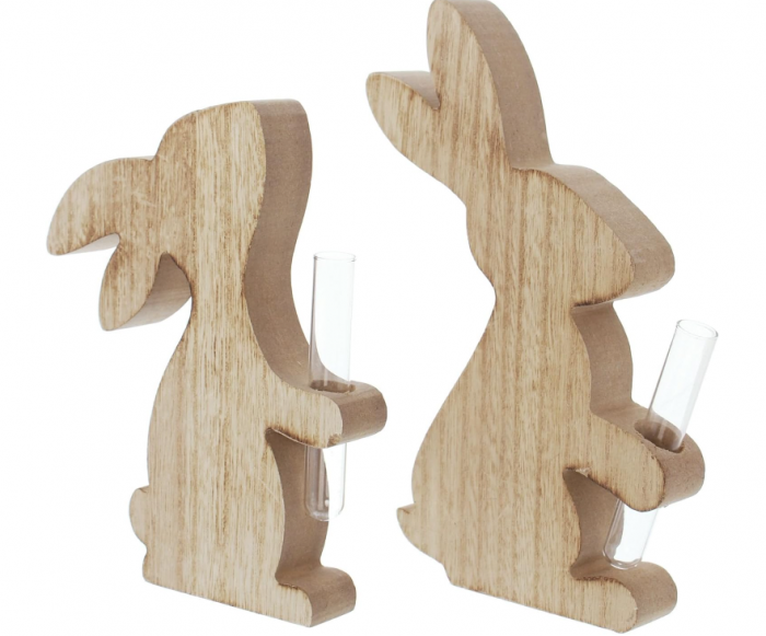 Set 2 Vaze in forma de iepure, lemn [4]