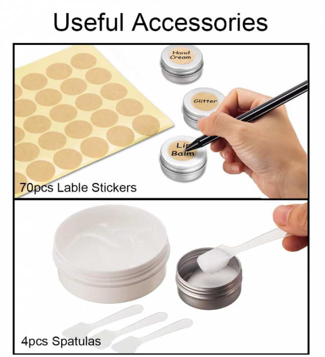 Set 20 Recipiente cosmetice de tip cutie din aluminiu pentru creme, lotiuni sau geluri 20 ml, argintiu [4]