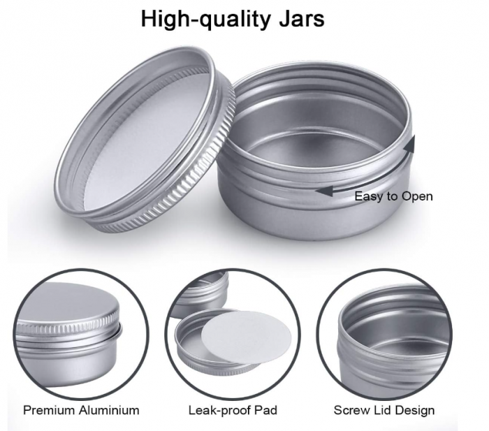 Set 20 Recipiente cosmetice de tip cutie din aluminiu pentru creme, lotiuni sau geluri 20 ml, argintiu [3]