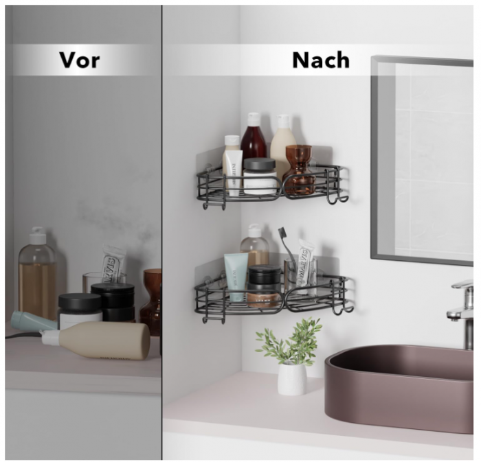 Set 2x Raft de dus, etajera de colt pentru baie [6]