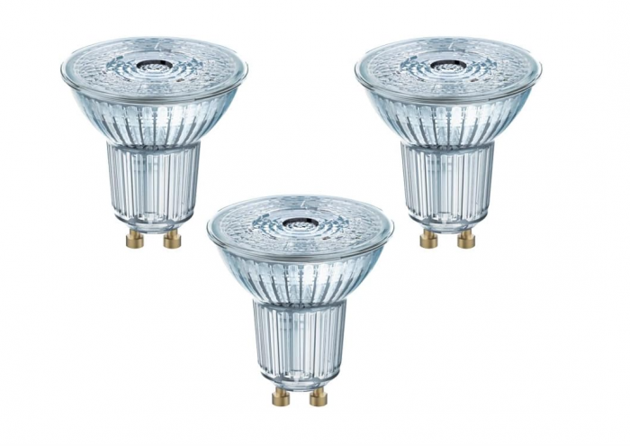 Set 3 becuri LED Osram cu bază GU10, înlocuitor pentru 50W, alb cald 2700 Kelvin [1]