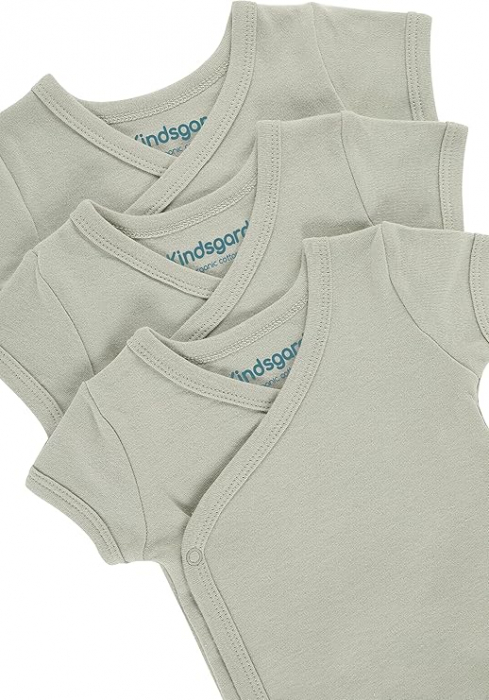 Set 3 body-uri pentru bebelusi Kindsgard, cu maneca scurta, 100% bumbac organic, marime 50 [2]
