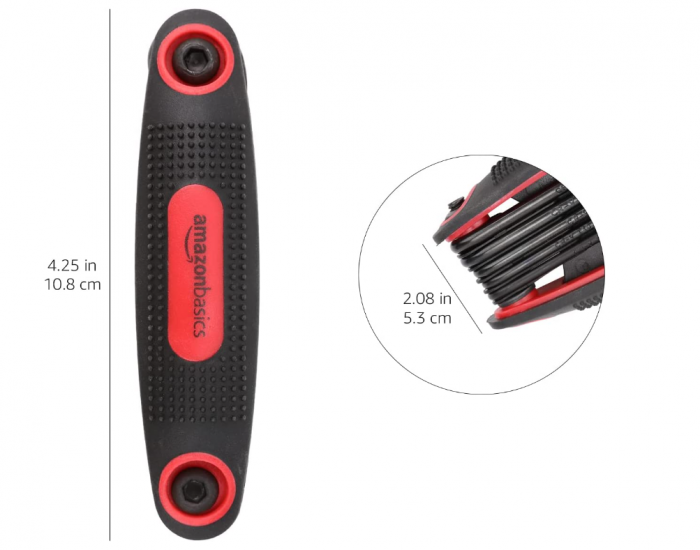 Set 3 chei hexagonale pliabile Amazon Basics, metrice/SAE/stea [6]