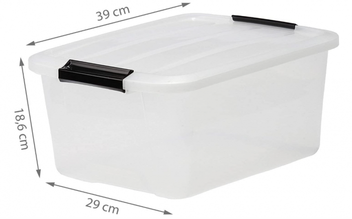 Set 3 cutii de depozitare Iris Ohyama TB-15, cu cleme, stivuibile, 15L [4]