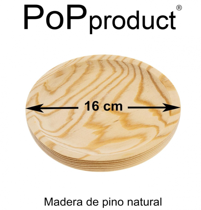 Set 3 Farfurii din lemn PoPproduct de 22, 18 si 16 cm diametru, realizate manual în Galicia [8]