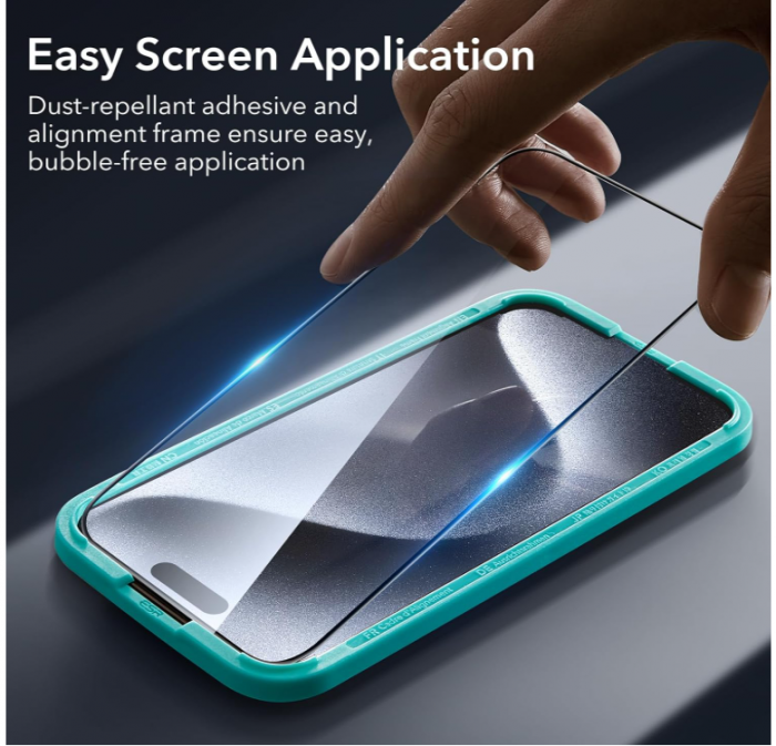 Set 3 folii de protecție pentru ecran + o folie de protectie camere ESR pentru iPhone 15 Pro Max [5]