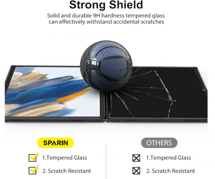 Set 3 Folii de protectie sticla securizata SPARIN pentru Samsung Galaxy Tab A8 10.5 inch (26.67 cm) [7]