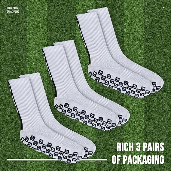 Set 3 perechi de soseste pentru fotbal Gohanny, anti-alunecare, alb, 35-39 [7]