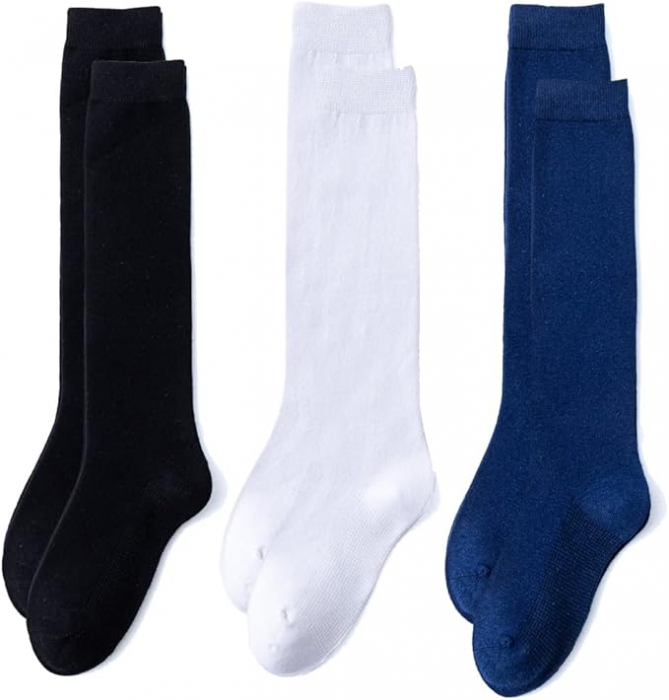Set 3 perechi de sosete lungi pentru fete Marchare, negru/alb/albastru, 10-14 ani [6]