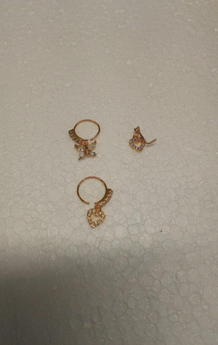 Set 3 piercing-uri pentru nas Mayhoop 20G, auriu [2]