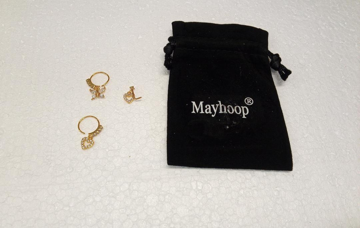 Set 3 piercing-uri pentru nas Mayhoop 20G, auriu [4]