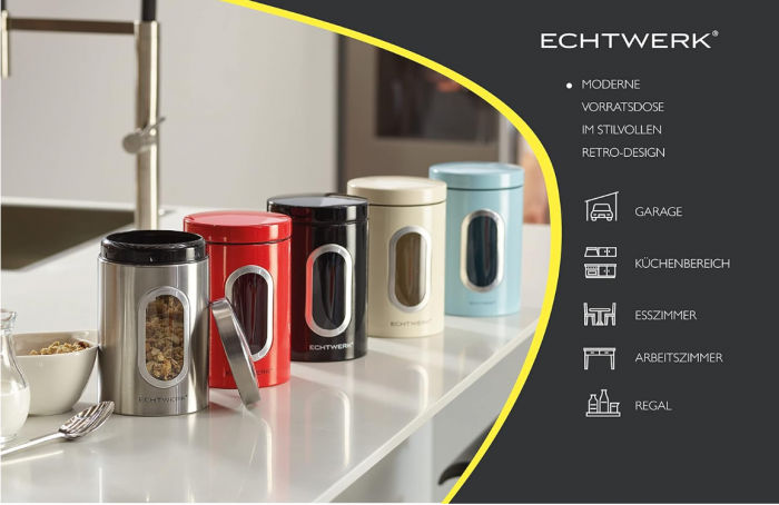 Set 3 Recipiente pentru depozitare alimente ECHTWERK, 1.4 litri [10]