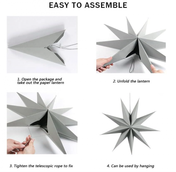 Set 3 Stele Pliabile SUNBEAUTY, din Hârtie, pentru Crăciun, negru [6]