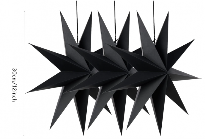 Set 3 Stele Pliabile SUNBEAUTY, din Hârtie, pentru Crăciun, negru [5]