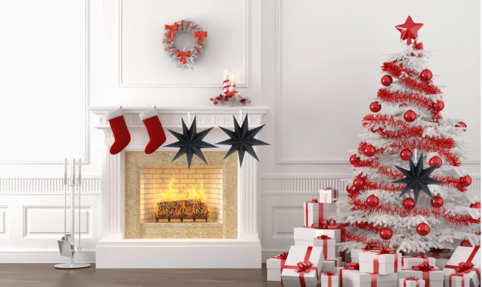 Set 3 Stele Pliabile SUNBEAUTY, din Hârtie, pentru Crăciun, negru [9]