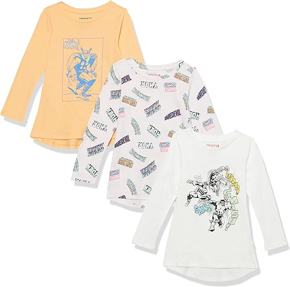 Set 3 tricouri Amazon Essentials pentru fete cu Marvel, Marimea 3T-4T (3-4 ani) [1]