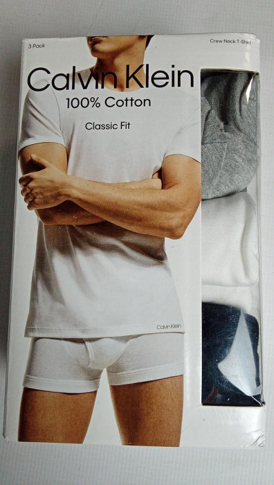 Set 3 Tricouri Calvin Klein pentru bărbați, din bumbac, alb, gri si negru [2]