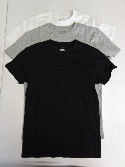 Set 3 tricouri cu maneca scurta pentru barbati FM London, alb/gri/negru, S [4]