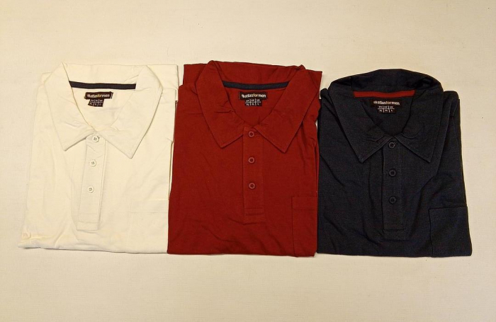 Set 3 tricouri polo cu maneca scurta pentru barbati Atlas For Men, rosu/alb/bleumarin, XL [2]