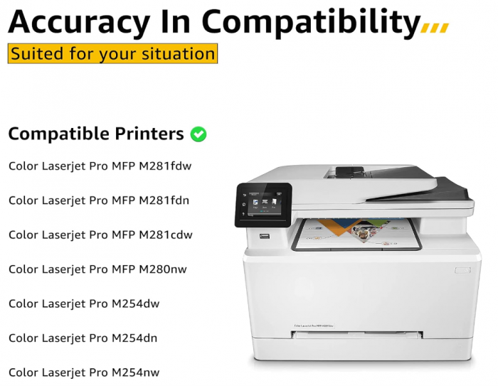 Set 4 Cartușe toner CMYBabee HP 203X CF540X 203A CF540A CF541X CF542X CF543X pentru imprimanta HP Color Laserjet Pro MFP M281fdw M281fdn M280nw M254nw M254dw M254cdn M281fdw [5]