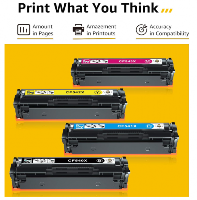 Set 4 Cartușe toner CMYBabee HP 203X CF540X 203A CF540A CF541X CF542X CF543X pentru imprimanta HP Color Laserjet Pro MFP M281fdw M281fdn M280nw M254nw M254dw M254cdn M281fdw [2]