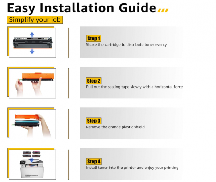 Set 4 Cartușe toner CMYBabee HP 203X CF540X 203A CF540A CF541X CF542X CF543X pentru imprimanta HP Color Laserjet Pro MFP M281fdw M281fdn M280nw M254nw M254dw M254cdn M281fdw [6]