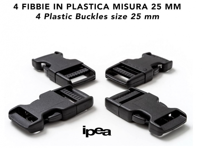 Set 4 catarame din plastic pentru rucsac, IPEA, 25 mm, negru [2]