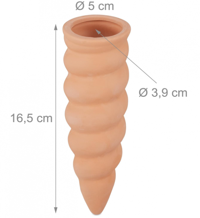 Set 4 conuri pentru irigare Relaxdays de 1.5L, HxD 16.5x5 cm, lut [4]