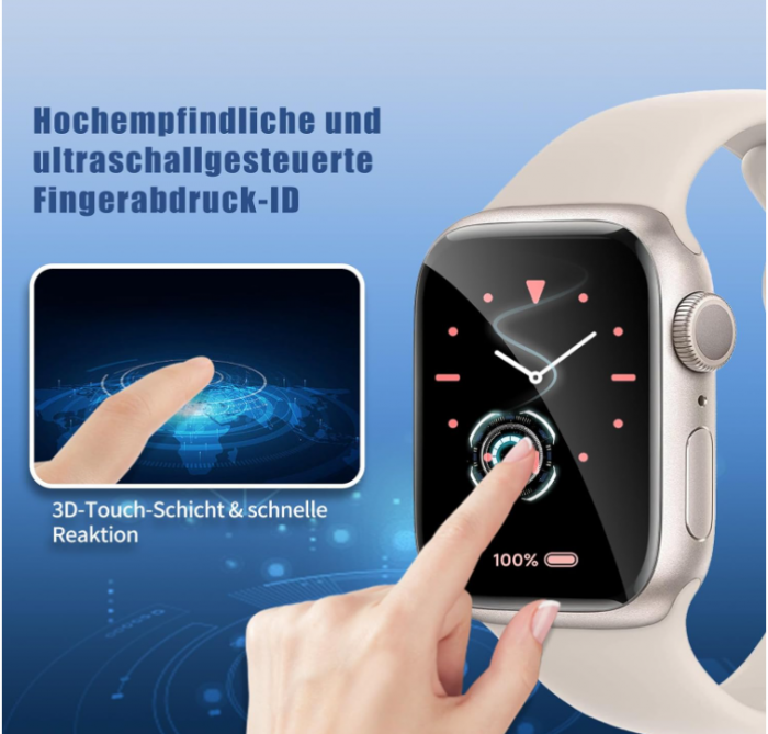 Set 4 folii protecție de sticlă securizată pentru Apple Watch Series 7/8 41 mm [6]