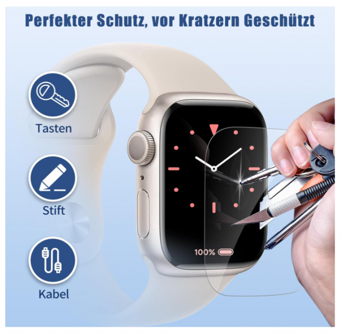 Set 4 folii protecție de sticlă securizată pentru Apple Watch Series 7/8 41 mm [4]